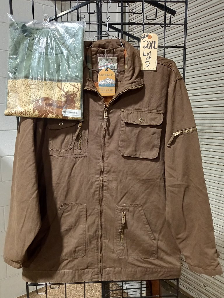 Flannel Lined Shirt Jacket -Brown + Graphic Tee - Green